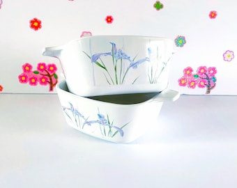 2 Vintage Corning Ware Shadow Iris Petite Baking Dishes, Corning Shadow Iris P-43 Casseroles and Storage Lid