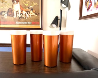 Vintage Copper Insulated Tumblers, Set of 4 (12oz, Retro Style)