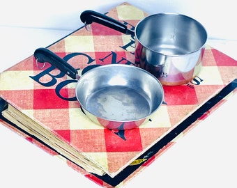 Pair Revere Ware Miniatures, 2 Revereware Miniature Pans, Revere Ware Miniature Frying Pan, Revere Ware Miniature Saucepan/Measuring Cup