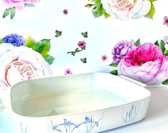 Large Corning Shadow Iris Rectangular Roaster, Corelle Shadow Iris Casserole, Shadow Iris Corning Ware Casserole, Shadow Iris Corning A-21-B