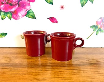 Fiesta Coffee Mugs: Cinnabar Color, Ring Handle (Set of Two)