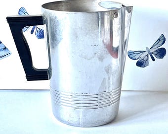 Vintage 1960s Anodized Aluminum Pitcher with Ice Lip (2 Quart)