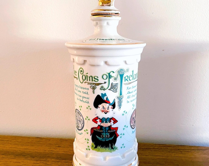 Featured listing image: Collectable Whiskey Decanter, JP VanWinkle & Son, Irish Coins (1979 Vintage)