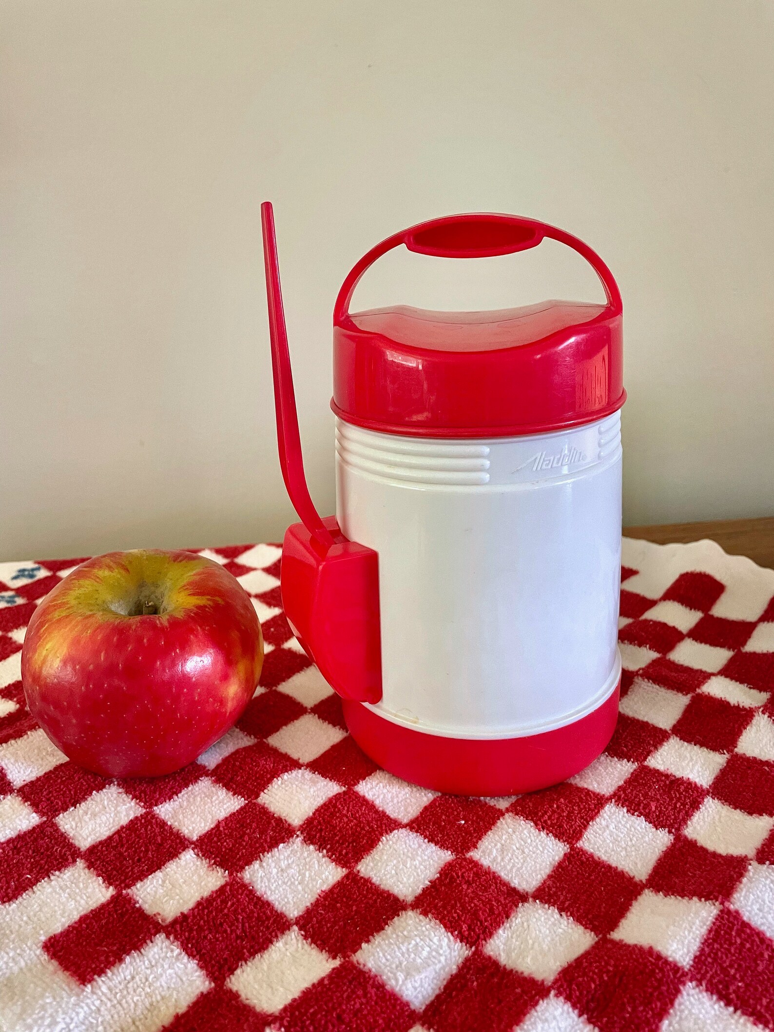 Vintage Red Aladdin Soup Thermos With Spoon Aladdin 10 Ounce Etsy UK