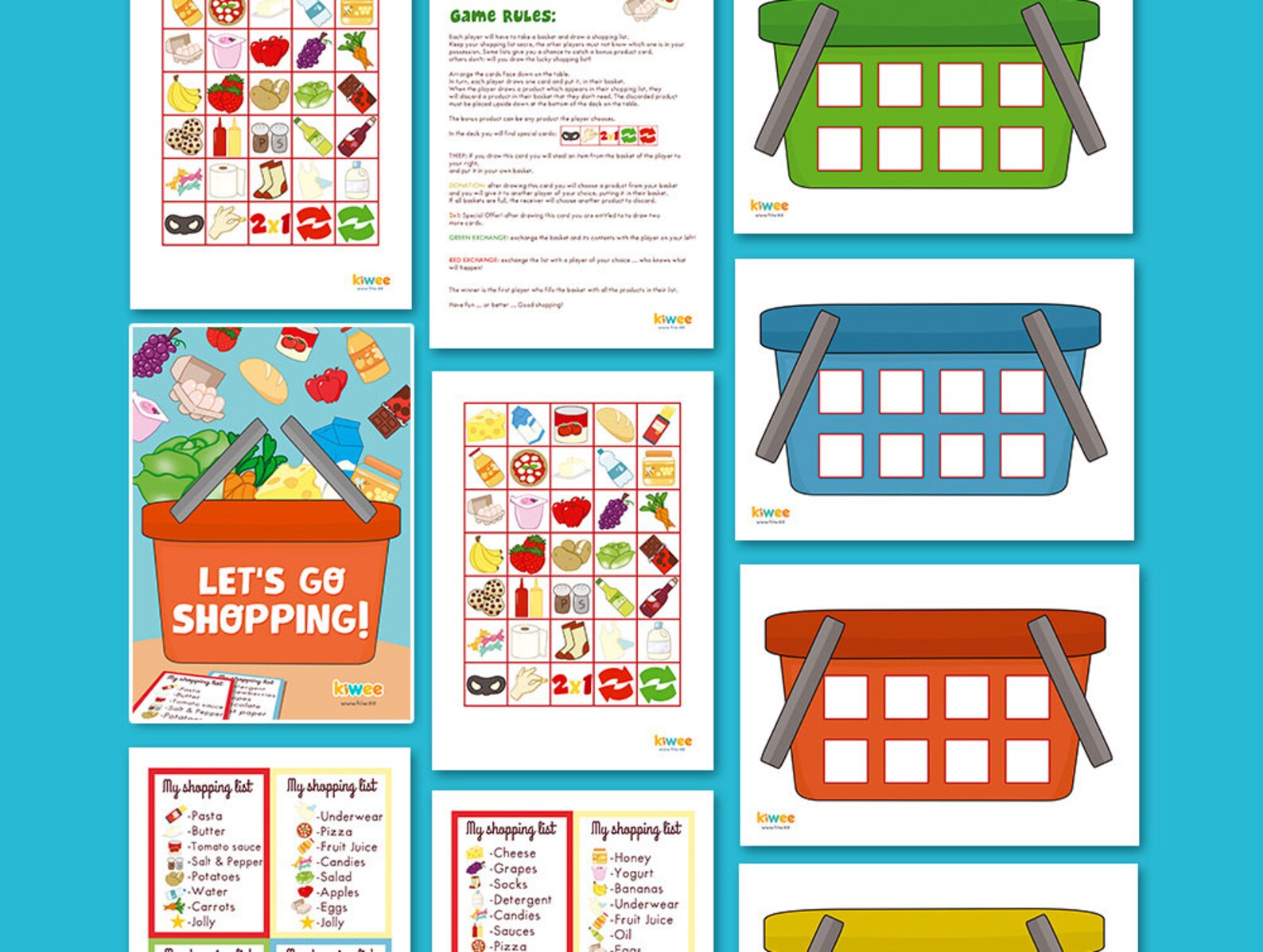 Printable Board Game Shopping List Preschool, Kindergarten, Primary
