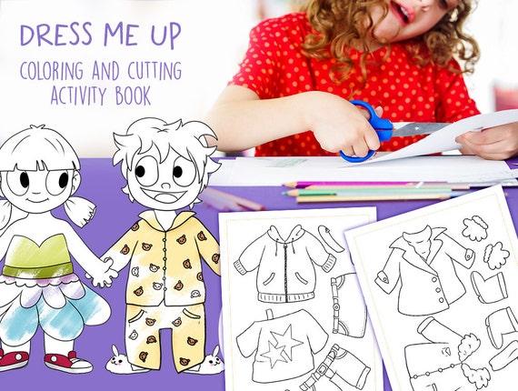 Activity Book Dress Me Up Coloring And Cutting Activity Book Etsy
