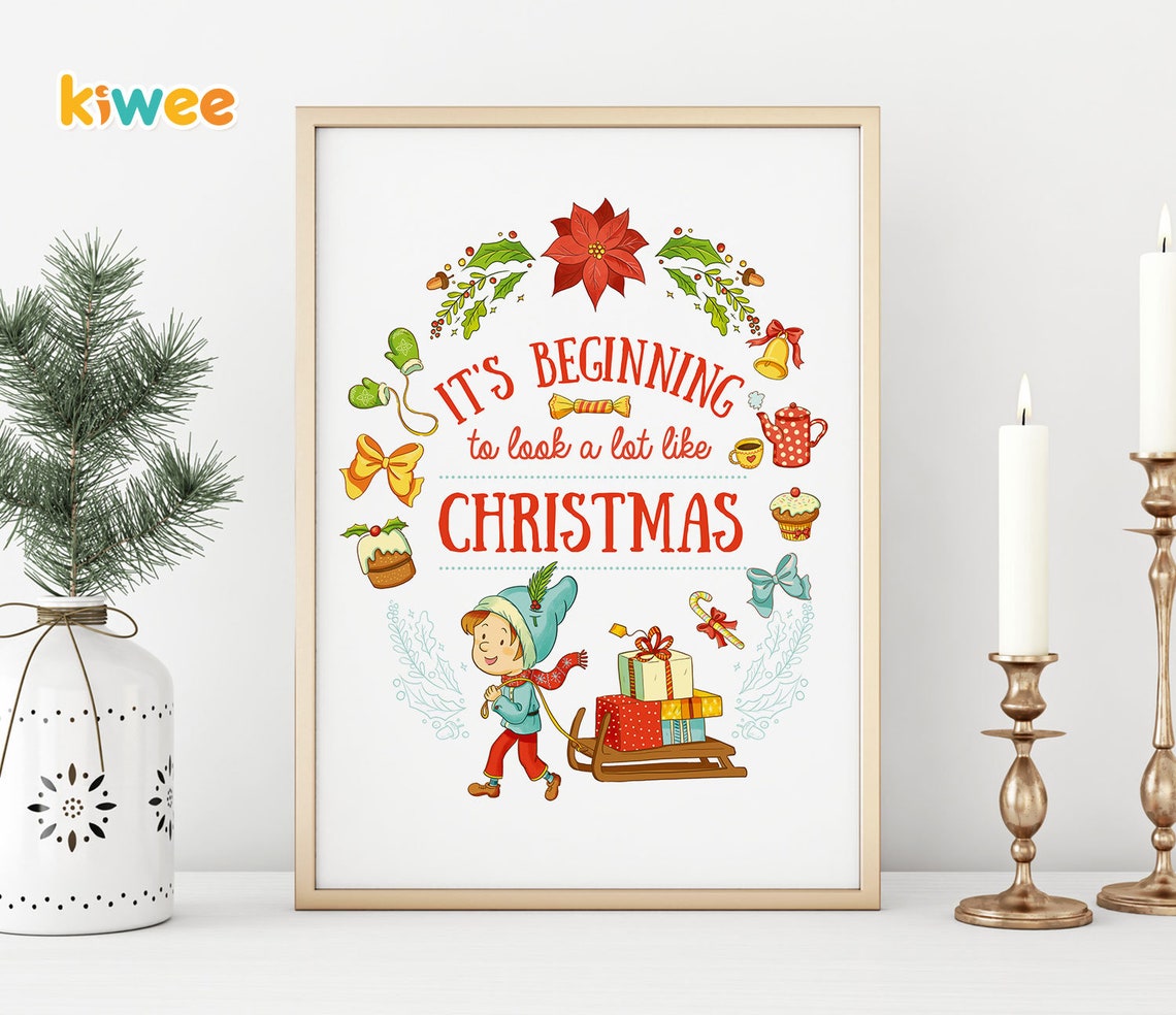 Printable Christmas Poster for kids Set of 7 wall print | Etsy