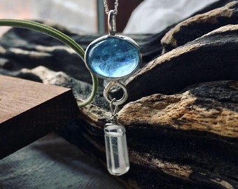 Aquamarine pendant, Aquamarine necklace, Topaz pendant, Topaz necklace,Blue stone pendant, Protection necklace, Something blue, gift for her