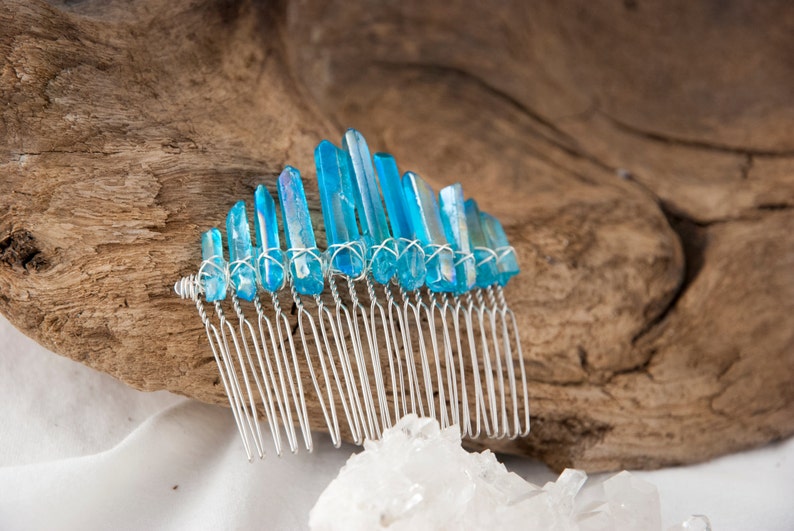 blue paisley crystal hair comb