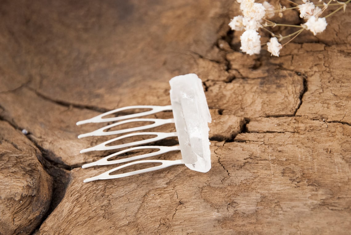 Raw Quartz Hair Pin Bridal Crystal Hair Comb Crystal Quartz Etsy