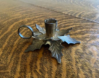 Vintage Brass Poinsettia Candlestick Holder – Christmas Floral Taper Candle Holder