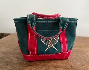 Vintage LLBean Mini Tote Bag – Made in USA Canvas Snowshoe Embroidered Bag