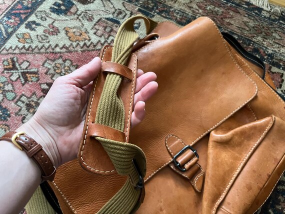 Vintage British Tan Leather Satchel — Brown Leath… - image 16