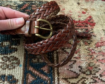 Vintage Coach Woven Leather Belt / Solid Brass Buckle / Size  display picture 3