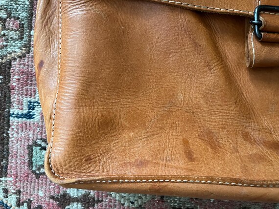 Vintage British Tan Leather Satchel — Brown Leath… - image 3