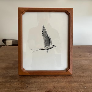 Vintage Teak Wood Picture Frame 8x10 – Angled Corner Detail Tabletop Portrait Frame