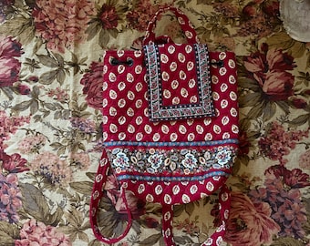 Vintage Vera Bradley Red Leaf Drawstring Duffel Backpack  display picture 3