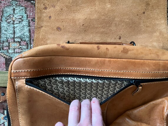 Vintage British Tan Leather Satchel — Brown Leath… - image 12