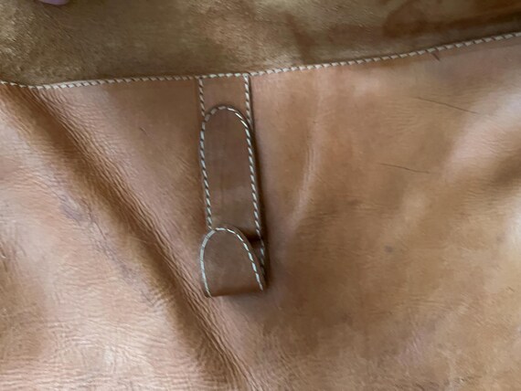 Vintage British Tan Leather Satchel — Brown Leath… - image 5