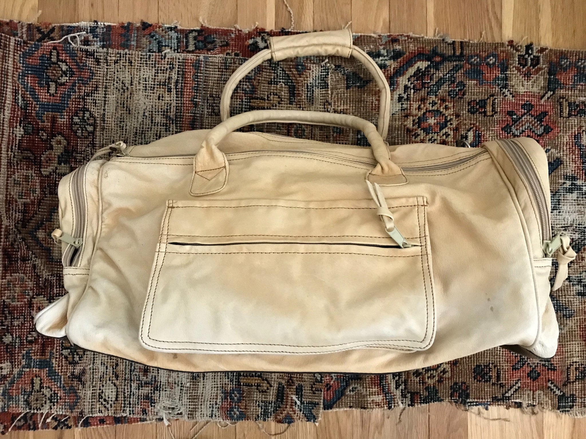 vintage leather duffle