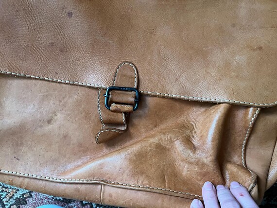 Vintage British Tan Leather Satchel — Brown Leath… - image 11