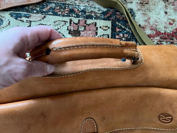 Vintage British Tan Leather Satchel — Brown Leath… - image 7