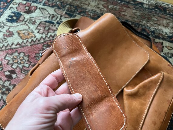 Vintage British Tan Leather Satchel — Brown Leath… - image 14