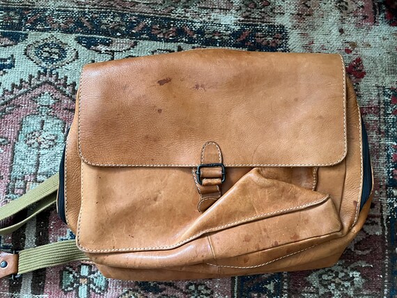 Vintage British Tan Leather Satchel — Brown Leath… - image 10