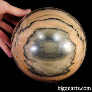 Large Zebra Calcite Crystal Sphere, 14.7 pounds, 6.25 inches (Madagascar #D460)