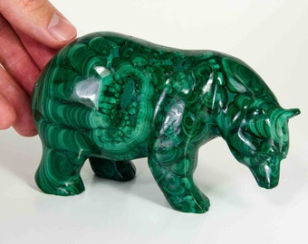 Escultura de oso de malaquita, 4,5 pulgadas (Congo #F0330) 1,4 libras
