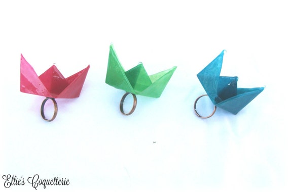 paper origami boat ringshandmade rings eye catching origami etsy