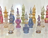 Egyptian-items Lot of 12 Tiny Mouth Blown Egyptian Perfume Bottles Pyrex Glass