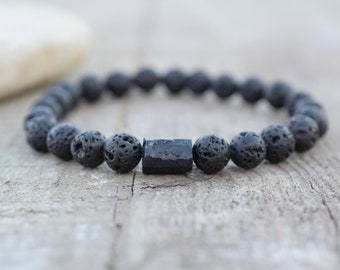 Black tourmaline bracelet, mens bead bracelet, black tourmaline jewelry, gift for men
