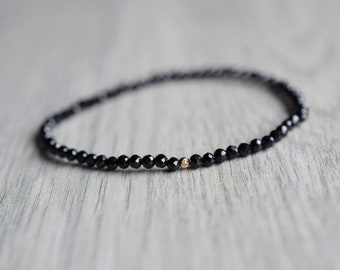 Tiny black tourmaline bracelet, protection bracelet, black tourmaline crystals,gifts for women