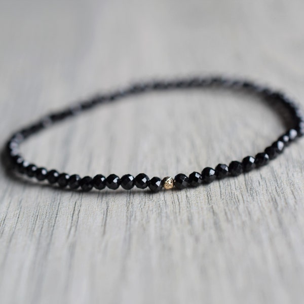 Tiny black tourmaline bracelet, protection bracelet, black tourmaline crystals,gifts for women
