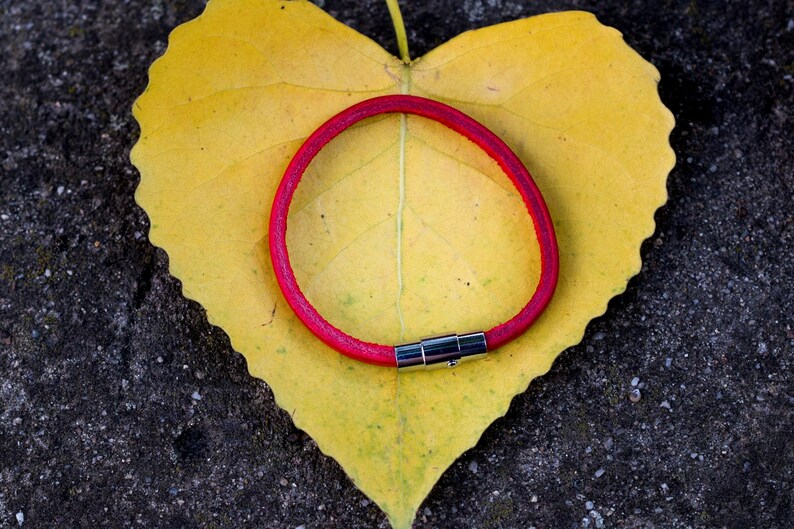 Red leather bracelet up cycled leather bracelet gift for woman red kaballah bracelet valentines for her