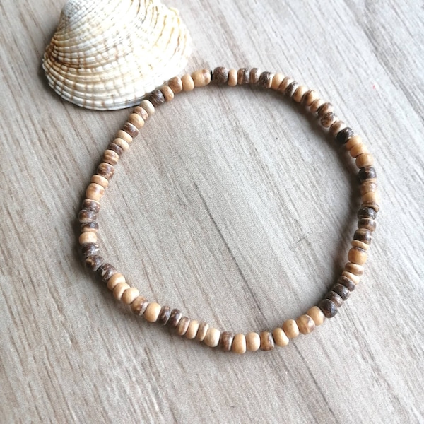 Bracelet fin en noix de coco, bracelet en perles pour homme, petit bracelet en perles de bois