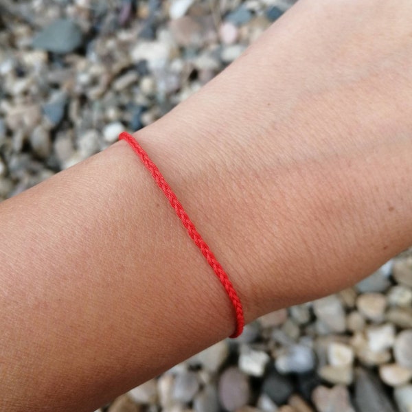 Bracelet fil rouge, bracelet fil rouge tressé ultra fin, bracelet kaballa rouge