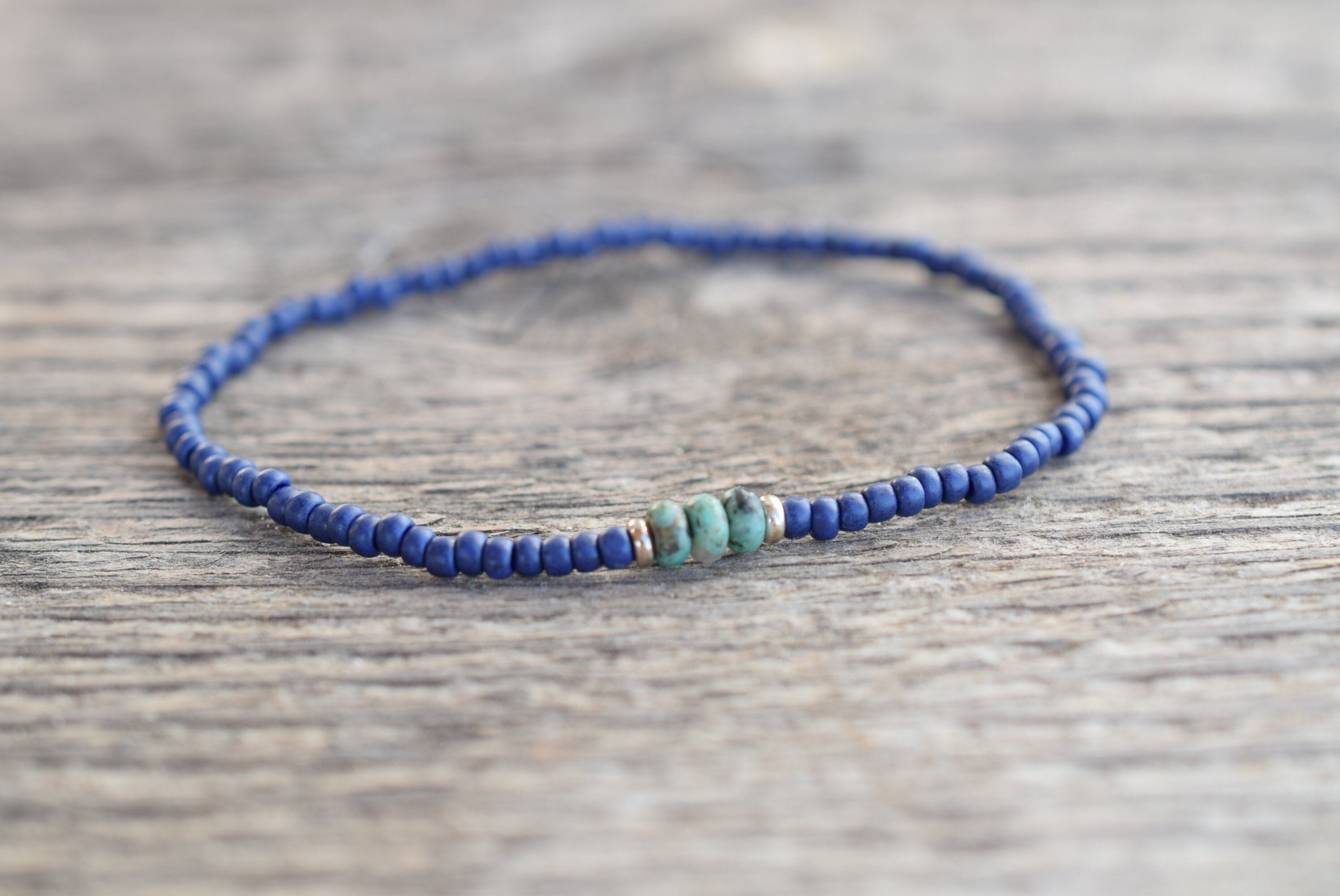 Men's Thin Bead Bracelet Blue Bead Bracelet African Etsy