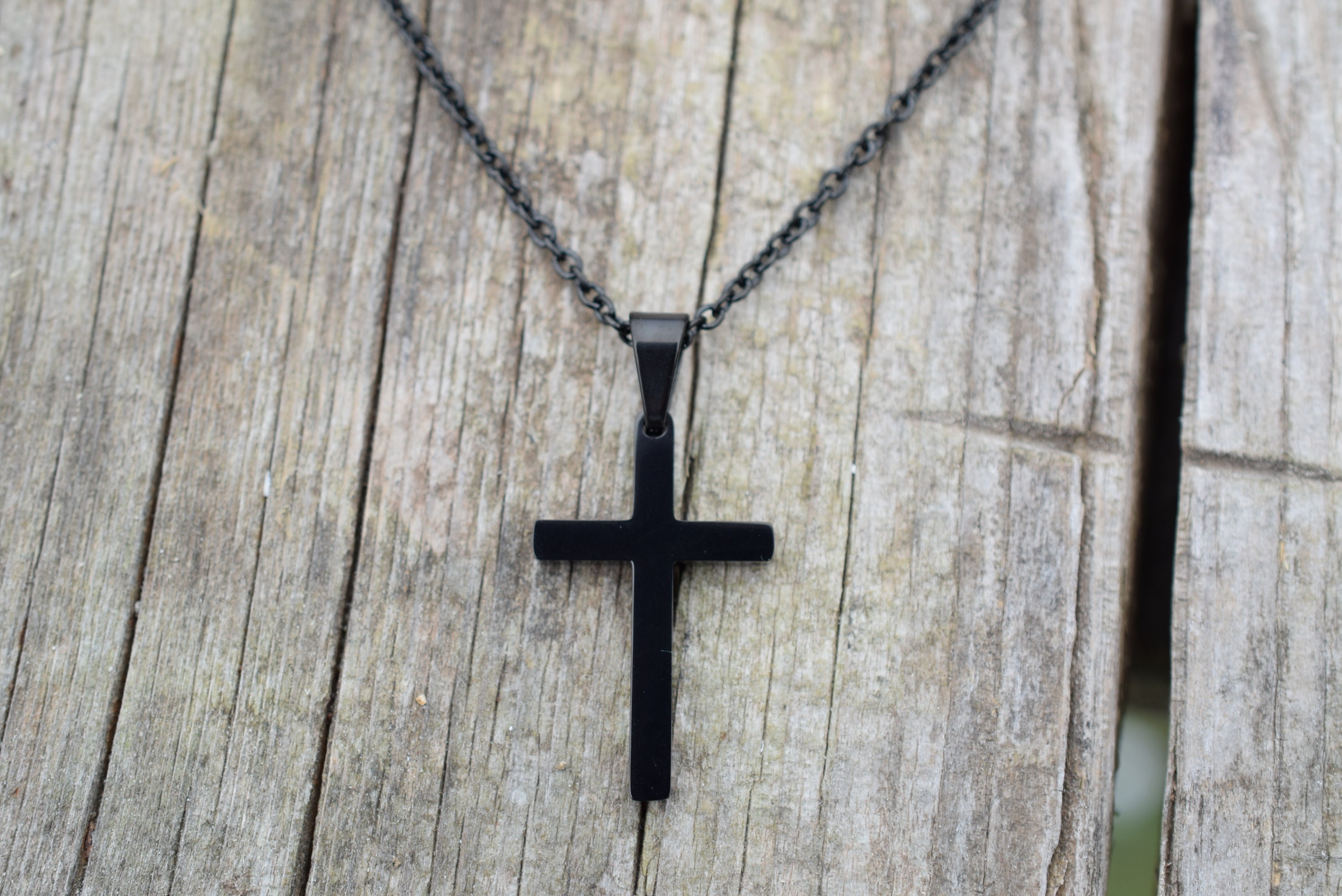 Men's cross necklace men's black chain necklace men's gift cross