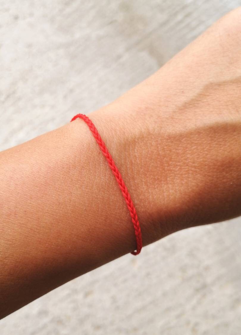 Red string bracelet, ultra thin braided red string bracelet, red