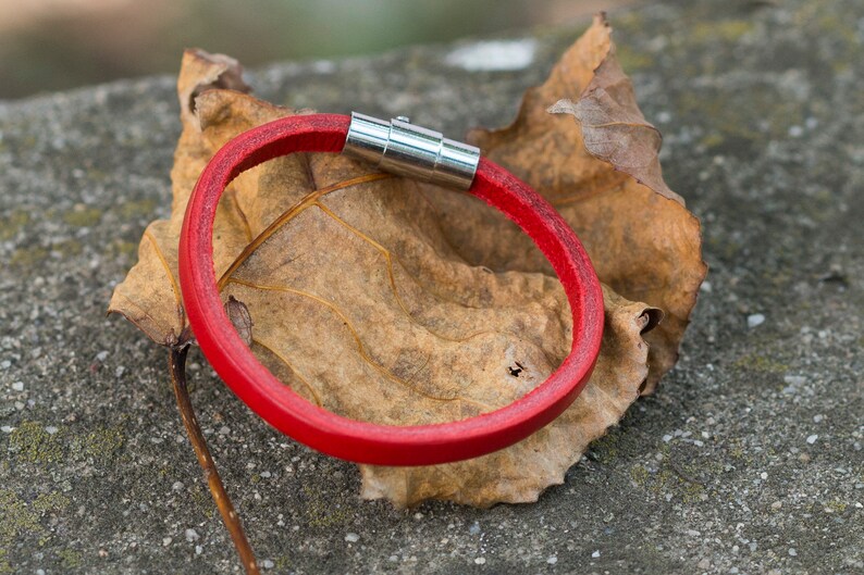 Red leather bracelet up cycled leather bracelet gift for woman red kaballah bracelet valentines for her