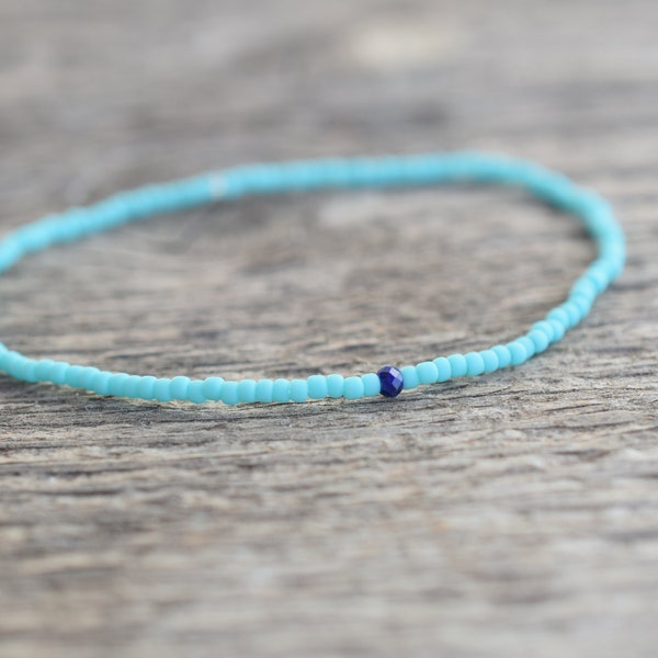 Turquoise mens bracelet thin men's bead bracelet gift for men, gift for boyfriend
