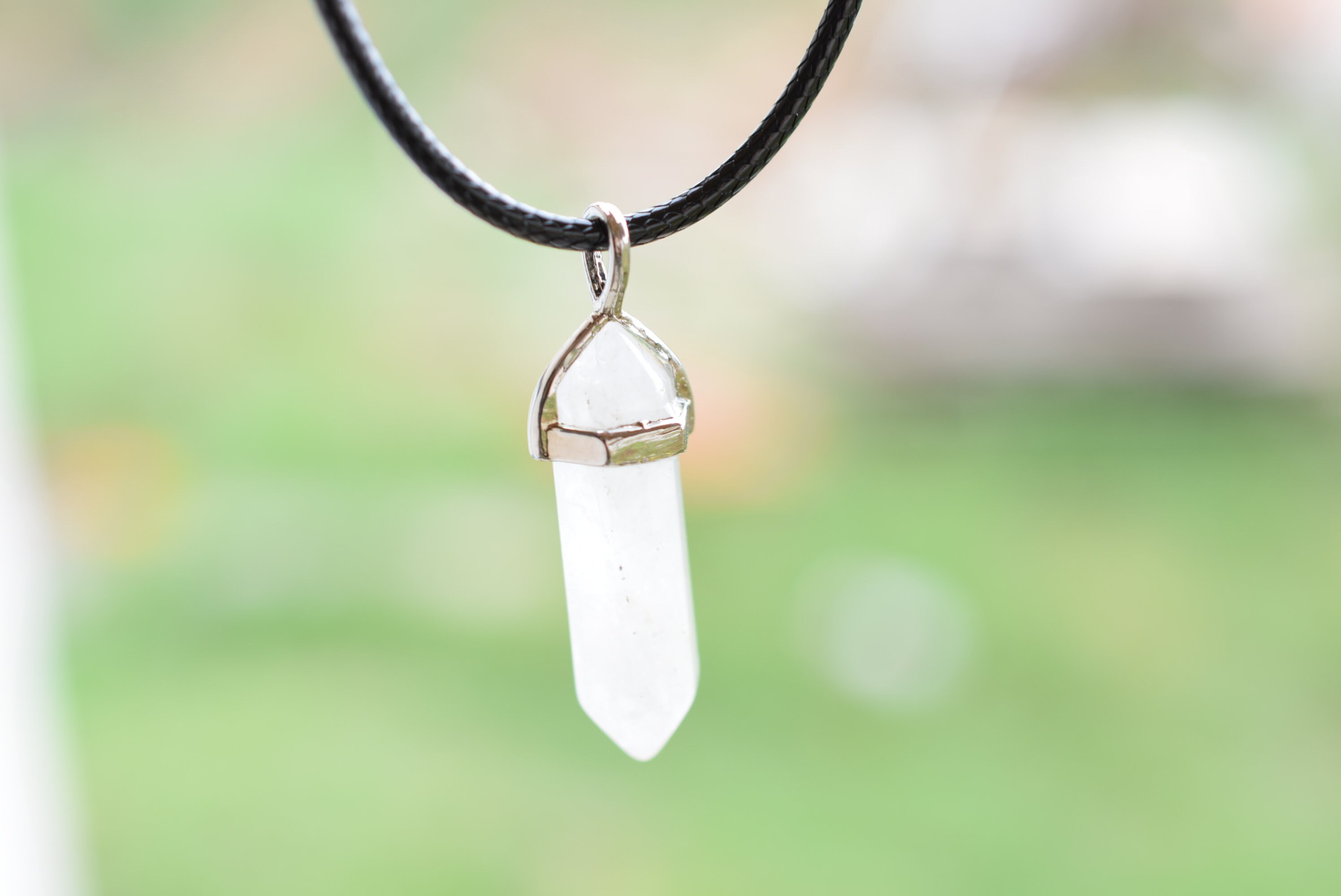 Crystal point necklace, quartz crystal pendant necklace, men's necklace