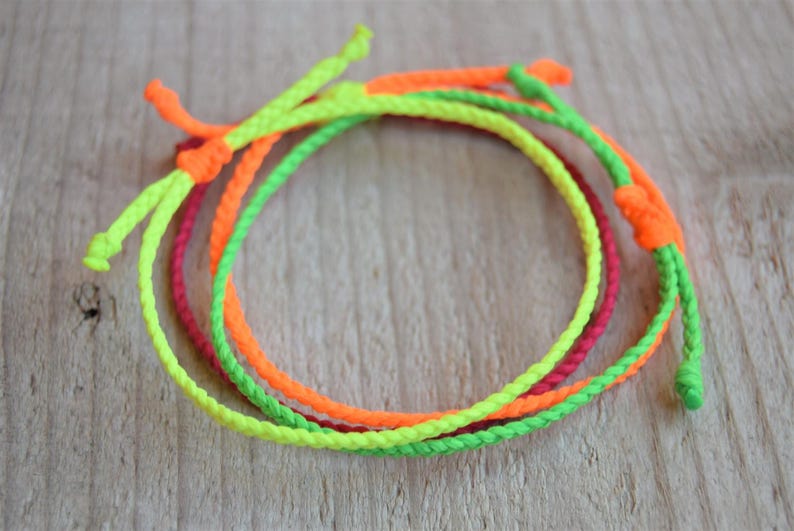 Thin Waxed String Bracelets Neon Friendship Bracelets Neon Etsy UK