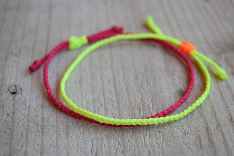 Thin Waxed String Bracelets Neon Friendship Bracelets Neon Etsy UK