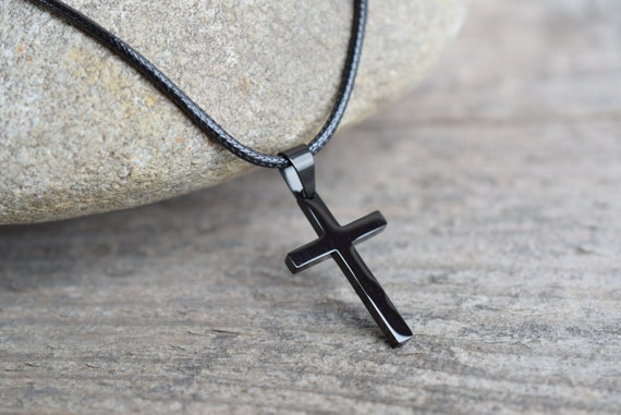 mens black cross pendant