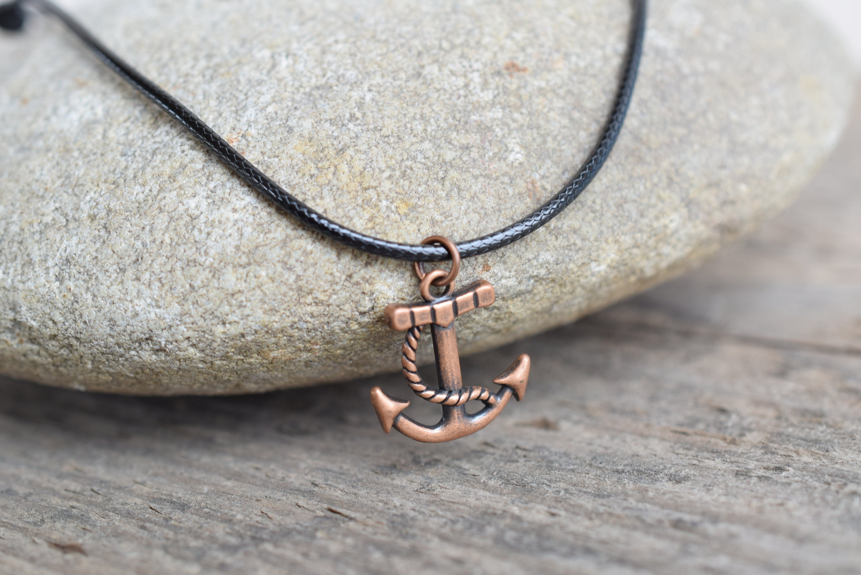 Anchor Necklace Mens Black Choker Mens Black Necklace Gift for Etsy