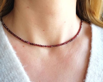 Rote Granat Kette, Granat Schmuck, Heilstein Halskette, Geschenk für Frau