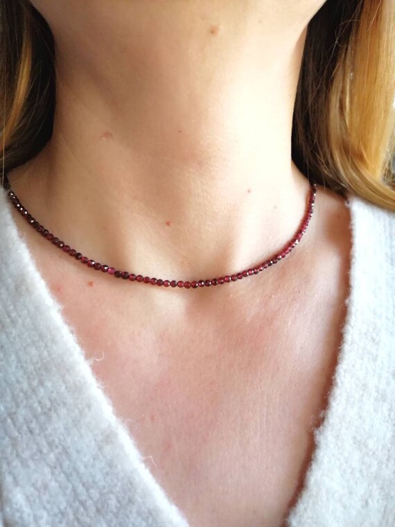 Red Garnet Necklace Garnet Jewelry Healing Crystal Necklace